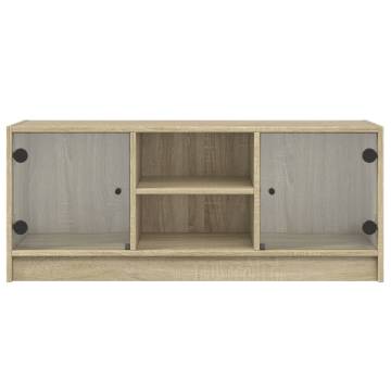 TV Cabinet with Glass Doors Sonoma Oak 102x37x42 cm