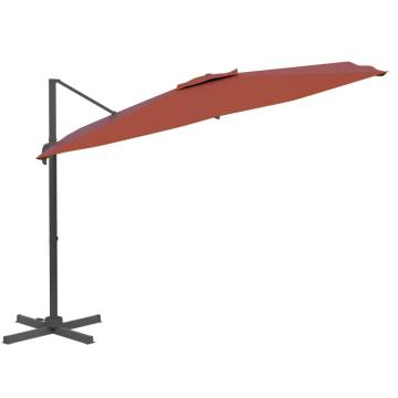 LED Cantilever Umbrella Terracotta 400x300 cm