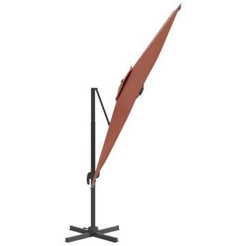 LED Cantilever Umbrella Terracotta 400x300 cm