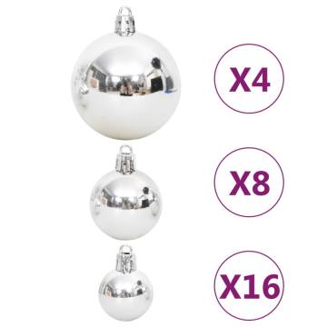 108 Piece Christmas Bauble Set Silver and White