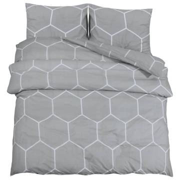 Duvet Cover Set Grey 135x200 cm Cotton