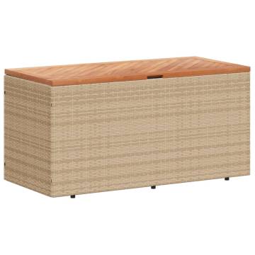 Garden Storage Box Beige 110x50x54 cm Poly Rattan Acacia Wood