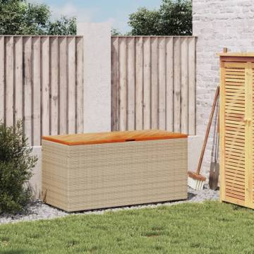 Garden Storage Box Beige 110x50x54 cm Poly Rattan Acacia Wood