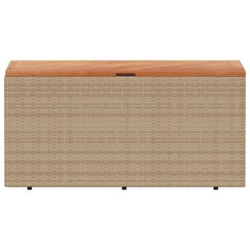 Garden Storage Box Beige 110x50x54 cm Poly Rattan Acacia Wood