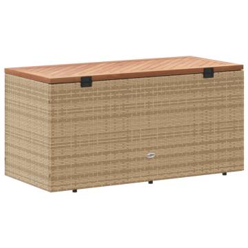 Garden Storage Box Beige 110x50x54 cm Poly Rattan Acacia Wood