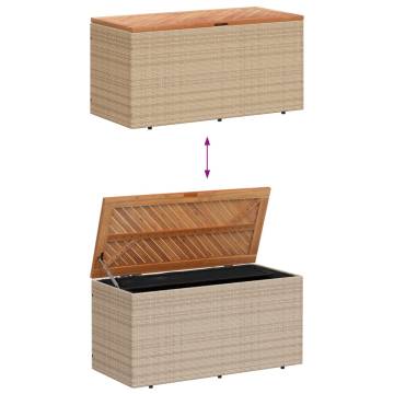 Garden Storage Box Beige 110x50x54 cm Poly Rattan Acacia Wood