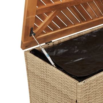 Garden Storage Box Beige 110x50x54 cm Poly Rattan Acacia Wood