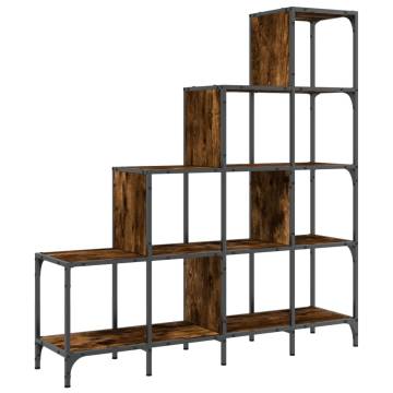 Bookcase Smoked Oak 122x30x132 cm Engineered Wood and Metal