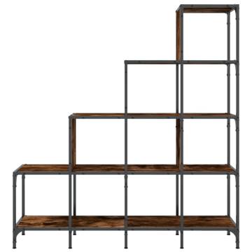 Bookcase Smoked Oak 122x30x132 cm Engineered Wood and Metal