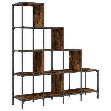 Bookcase Smoked Oak 122x30x132 cm Engineered Wood and Metal