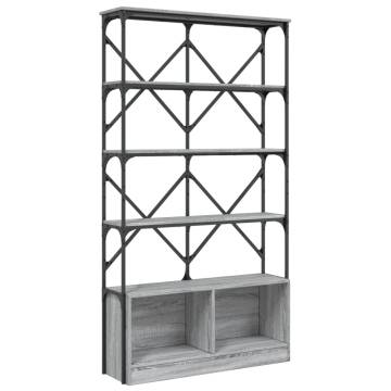 Bookcase Grey Sonoma 100x26x180 cm Engineered Wood and Metal