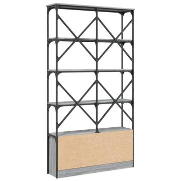 Bookcase Grey Sonoma 100x26x180 cm Engineered Wood and Metal