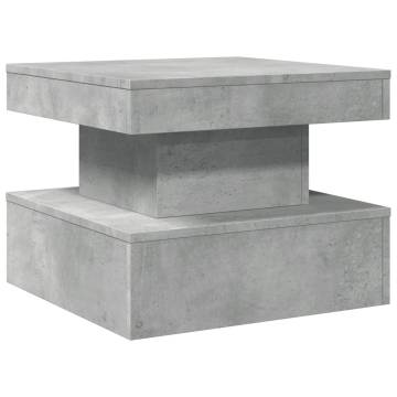 Coffee Table with LED Lights Concrete Grey 50x50x40 cm