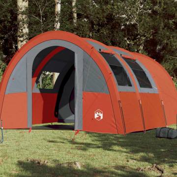 Camping Tent 4-Person Grey and Orange Blackout Fabric Waterproof