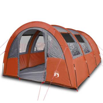 Camping Tent 4-Person Grey and Orange Blackout Fabric Waterproof