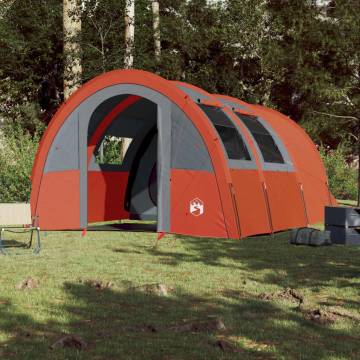 Camping Tent 4-Person Grey and Orange Blackout Fabric Waterproof