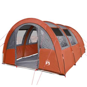 Camping Tent 4-Person Grey and Orange Blackout Fabric Waterproof