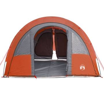 Camping Tent 4-Person Grey and Orange Blackout Fabric Waterproof