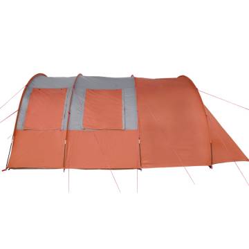 Camping Tent 4-Person Grey and Orange Blackout Fabric Waterproof