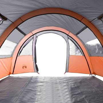 Camping Tent 4-Person Grey and Orange Blackout Fabric Waterproof