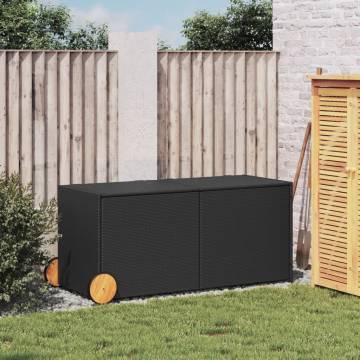 Garden Storage Box with Wheels Black 283L Poly Rattan