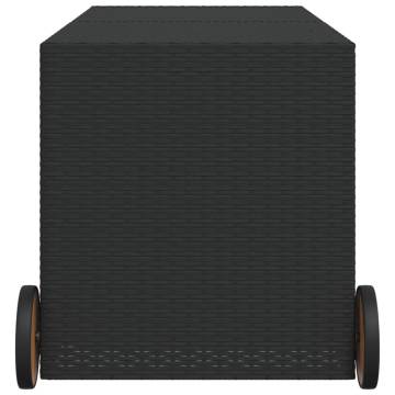 Garden Storage Box with Wheels Black 283L Poly Rattan