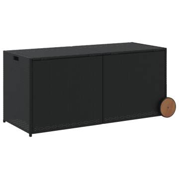 Garden Storage Box with Wheels Black 283L Poly Rattan