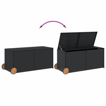 Garden Storage Box with Wheels Black 283L Poly Rattan