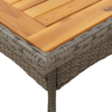 Garden Table with Acacia Wood Top Grey 80x80x75 cm Poly Rattan