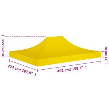 Party Tent Roof 4x3 m Yellow 270 g/m²