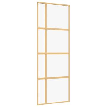 Sliding Door Gold 76x205 cm Clear ESG Glass and Aluminium