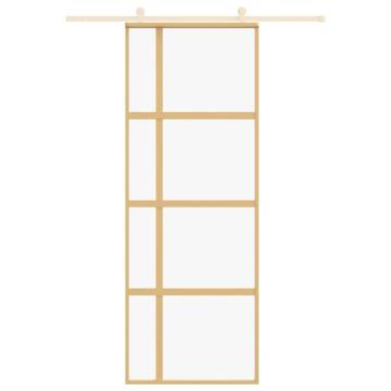 Sliding Door Gold 76x205 cm Clear ESG Glass and Aluminium