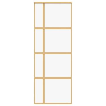 Sliding Door Gold 76x205 cm Clear ESG Glass and Aluminium