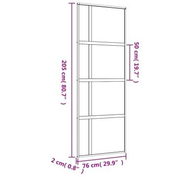 Sliding Door Gold 76x205 cm Clear ESG Glass and Aluminium