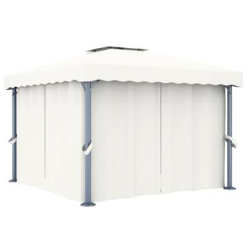 Gazebo with Curtain 3x3 m Cream White Aluminium