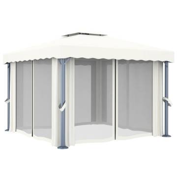 Gazebo with Curtain 3x3 m Cream White Aluminium