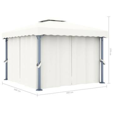 Gazebo with Curtain 3x3 m Cream White Aluminium