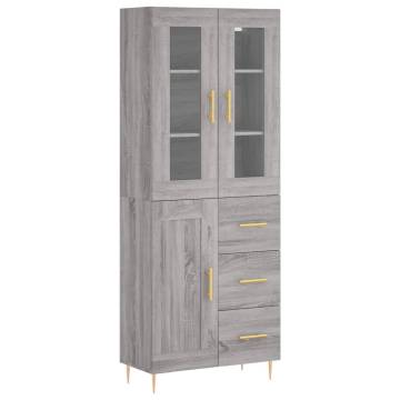 Highboard Grey Sonoma 69.5x34x180 cm Engineered Wood