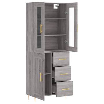 Highboard Grey Sonoma 69.5x34x180 cm Engineered Wood