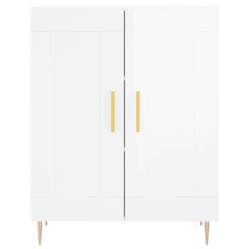 Highboard High Gloss White 69.5x34x180 cm Engineered Wood