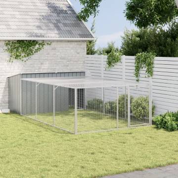 Dog House with Run Anthracite - Durable Galvanised Steel