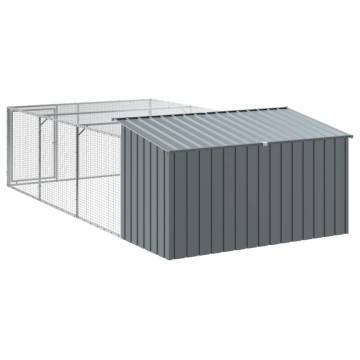 Dog House with Run Anthracite - Durable Galvanised Steel