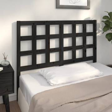 Bed Headboard Black 125.5x4x100 cm Solid Wood Pine