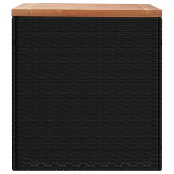 Garden Storage Box Black 110x50x54 cm Poly Rattan Acacia Wood