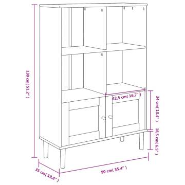 Bookcase SENJA Rattan Look Black 90x35x130 cm Solid Wood Pine