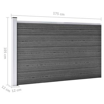 Fence Panel Set WPC 353x105 cm Black