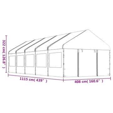 Gazebo with Roof White 11.15x4.08x3.22 m Polyethylene