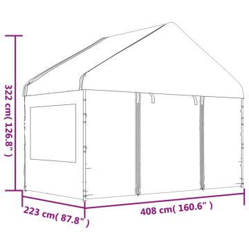 Gazebo with Roof White 11.15x4.08x3.22 m Polyethylene