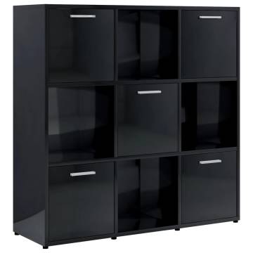 Book Cabinet High Gloss Black 90x30x90 cm Engineered Wood