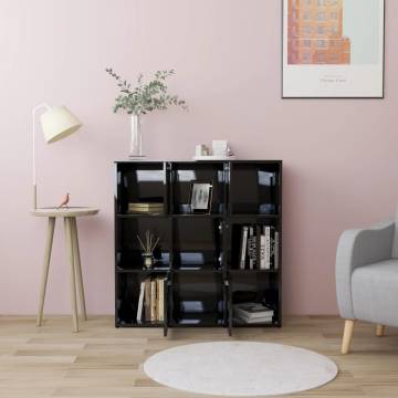 Book Cabinet High Gloss Black 90x30x90 cm Engineered Wood